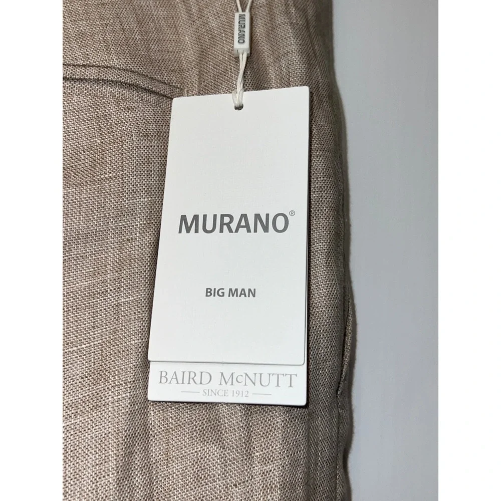NWT Murano Big Man Zac Classic Fit Baird McNutt Linen Pants 48x30 Tan Cuffed